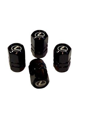 Black Gloss Aluminum  Wheel Valve Stem Caps for Lexus 4 pcs NEW